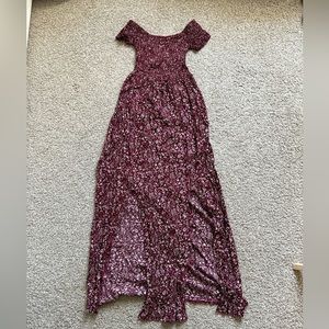 Red Floral Midi Dress